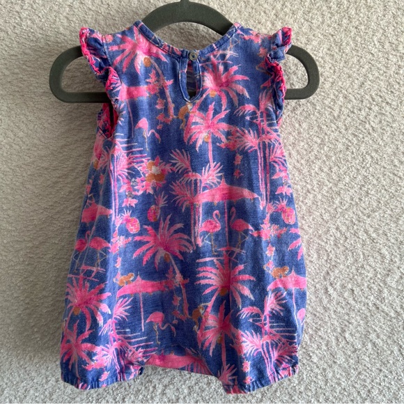 Vineyard Vines Baby Girl One Piece Flamingo Monkey Pink Romper Size 3-6‎ Months - Picture 3 of 10